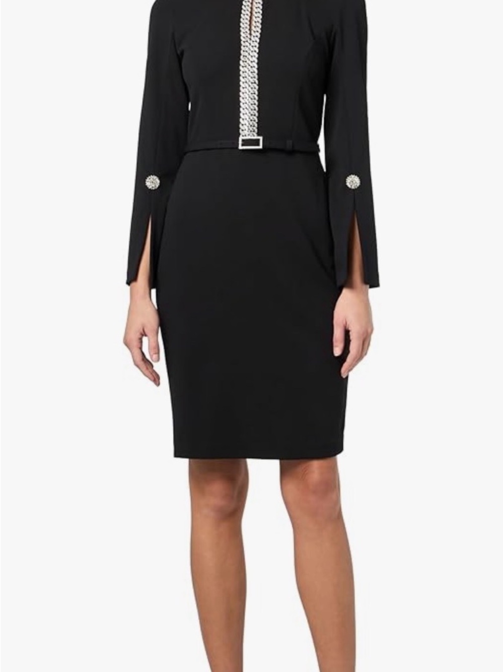 Karl Lagerfeld Black Dress with Crystal Chain Collar -New
